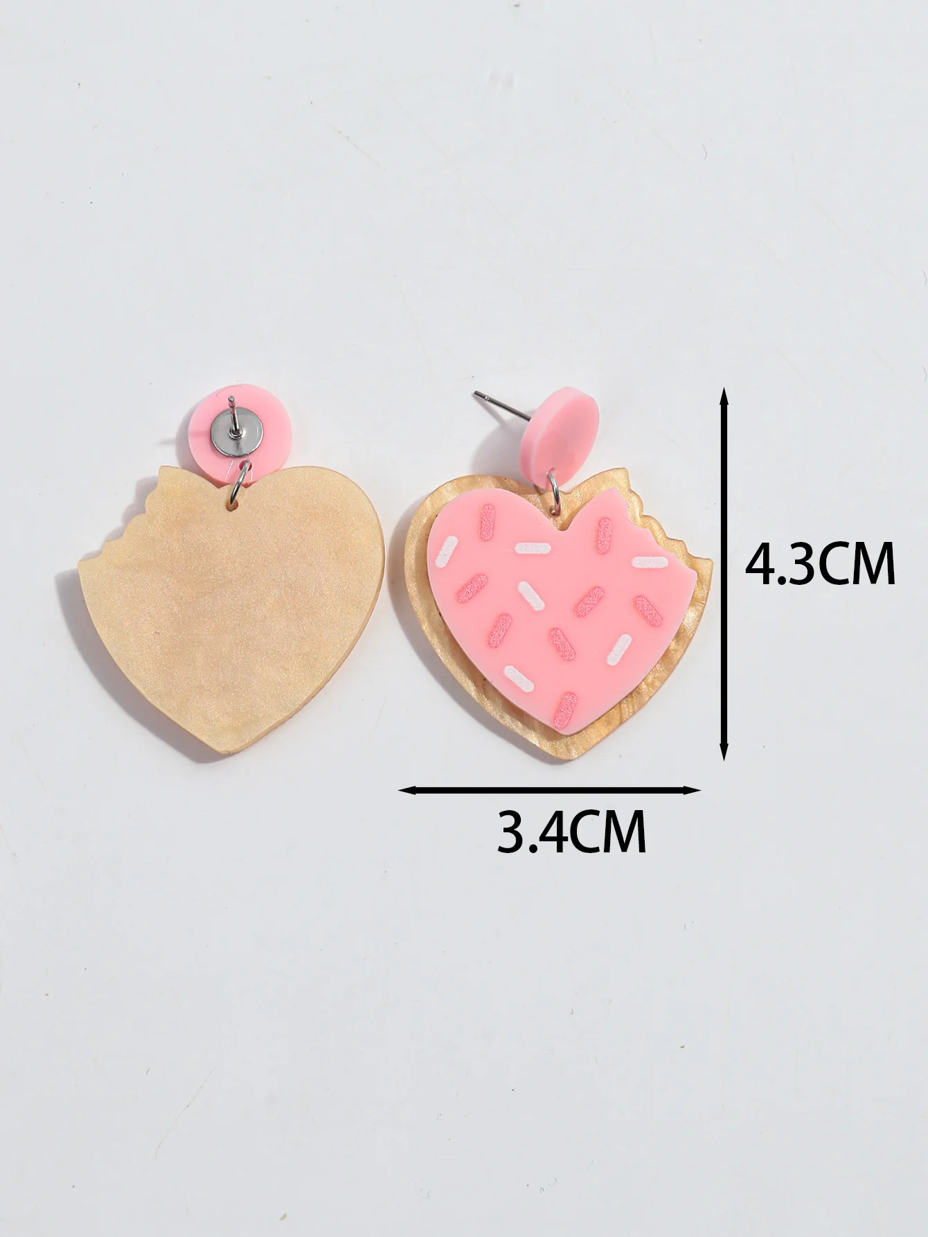 New Glitter Love Heart Acrylic Earrings for Women Cute Pink Love Cookies Dangle Earring Statement Jewelry Valentine's Day Gifts