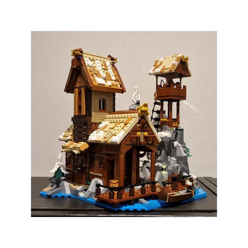 Blocs de construction Moc, maison de Port Viking, technologie, briques modulaires, modèle cadeaux, jouets de noël, ensembles de bricolage, assemblage