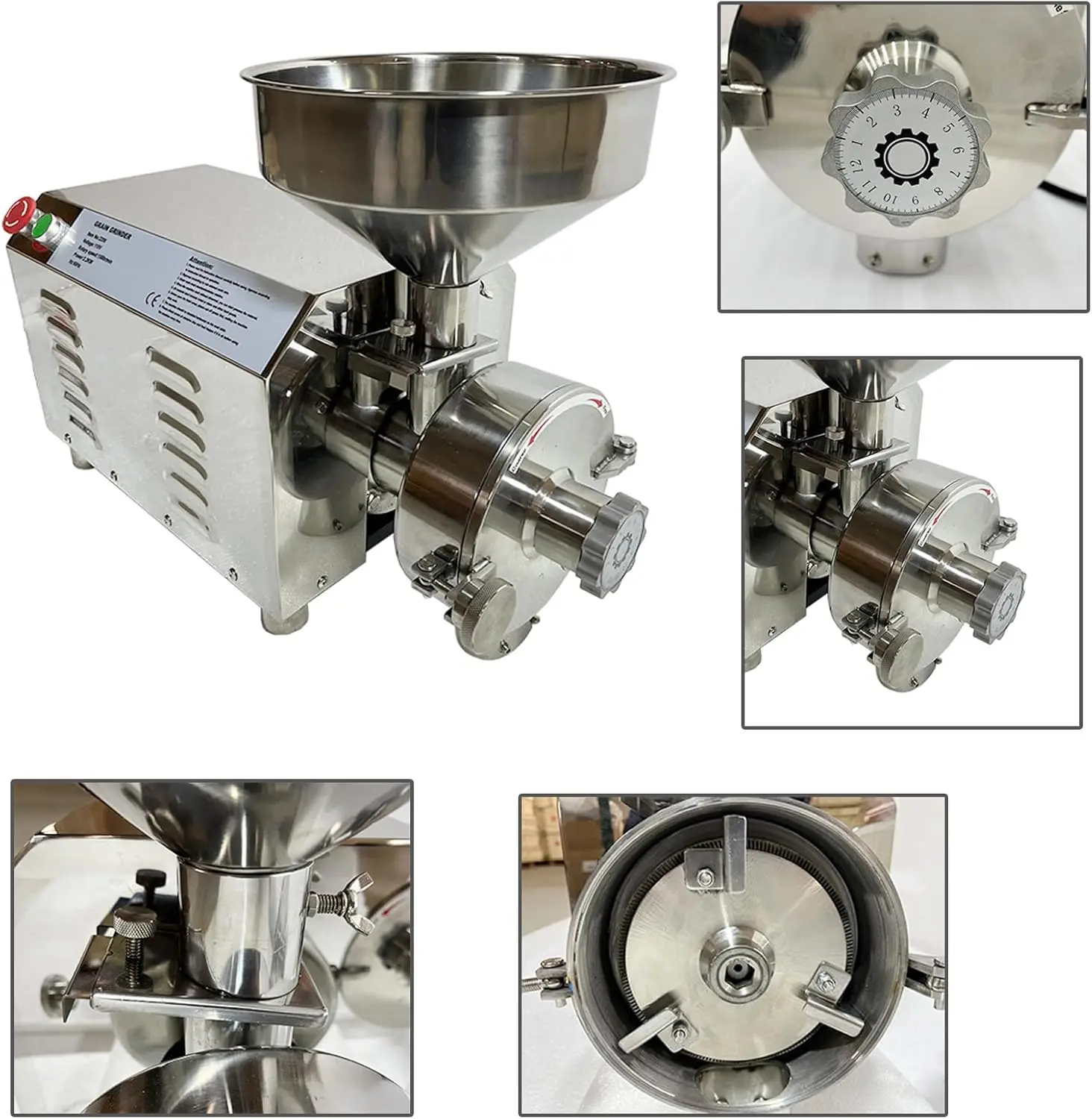 เครื่องเจียรเชิงพาณิชย์สําหรับโรงสีเมล็ดพืชสแตนเลส เครื่องบดเมล็ดพืชไฟฟ้า เครื่องกัดแป้งอุตสาหกรรม