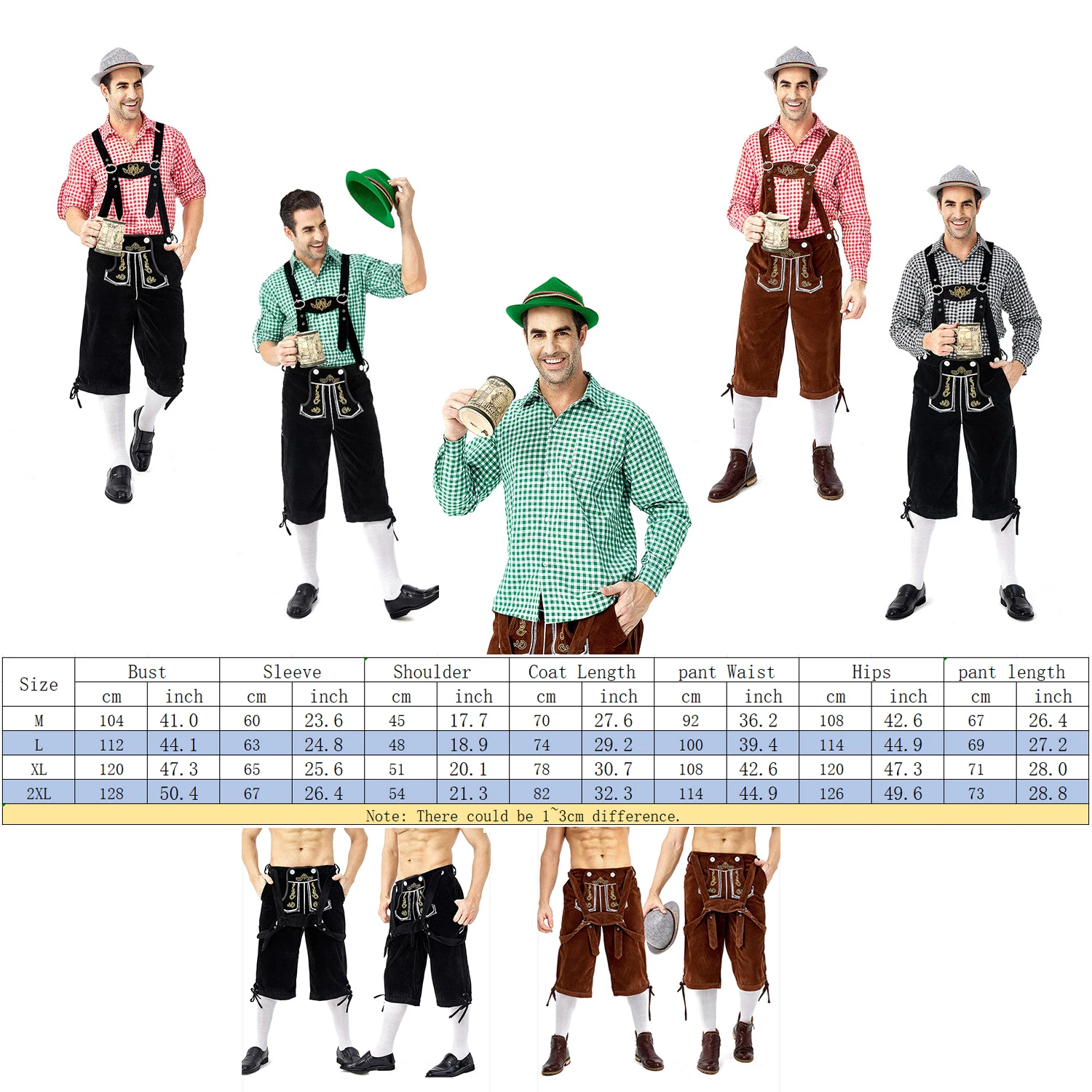 

GermanFestival Beer Cosplay Adult Male Halloween PartyCostumes Set Men's Lederhosen Costume German Traditional Outfit with