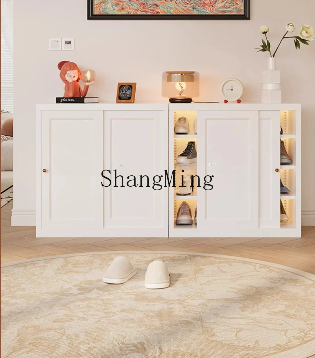 CL  Balcony Sliding Door Shoe Cabinet Home Entrance Space-Saving Outdoor Storage Cabinet Moisture-Proof Shoe Rack