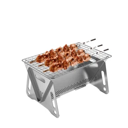 Outdoor Folding Barbecue Stove Stainless Steel Convenient Card Type Grills Firewood Stove Mini Barbecue Rack Household Stove Net