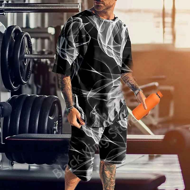 

3D Printed Floral Sports Summer Men Jogging Tracksuit T Shirt O Round Suit Men's Two Piece Oversized Tracksuit Set Men Clothes