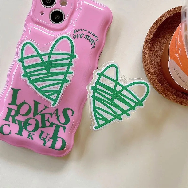 

Cute Doodle Line Love Bracket Female Soft Phone Case For Iphone 11 12 13 Pro Max X Xs Max Xr 7 8 Plus Full Lens Protection Cover