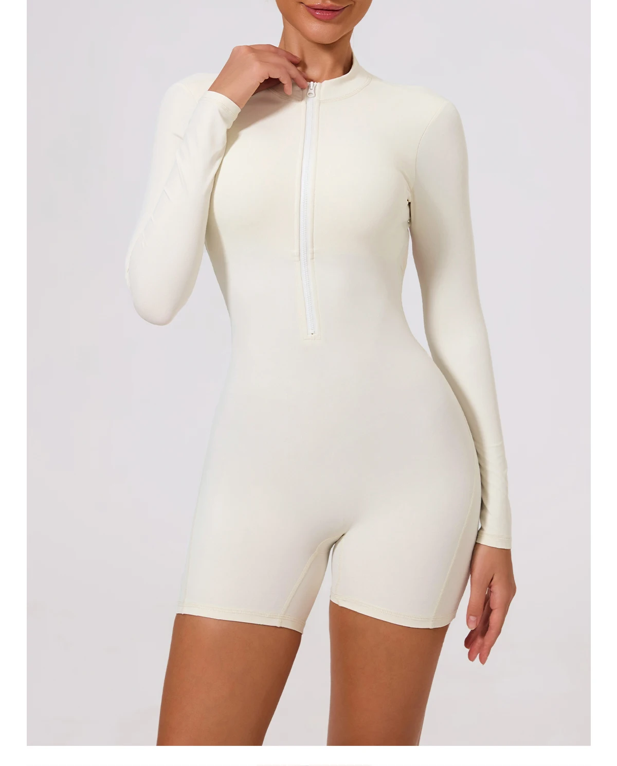 Ctenkevet Sommer Halb-Reißverschluss Frauen Gym Overall Weibliche Im Freien Atmungsaktive V Zurück Active Gesäß Lift Sport Outfit Für Frau – Detail 22