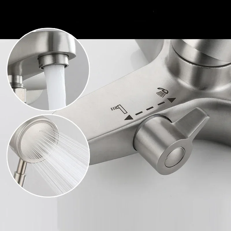 Bathroom Shower Faucet Stainless Steel Mixer Tap Hot and Cold Bathroom Mixer Mixing Valve Bathtub Faucet Shower Faucets Set