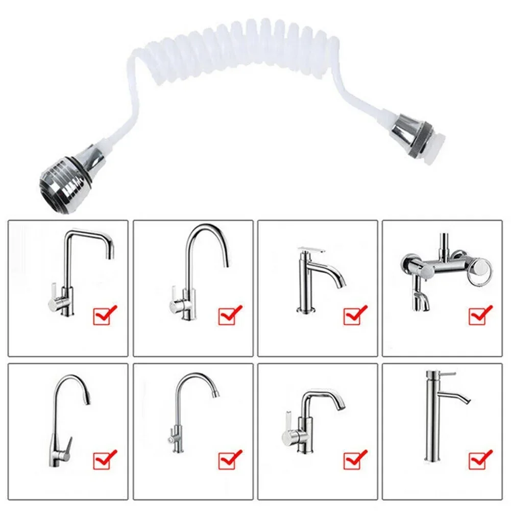 Adaptateur de robinet flexible à économie d'eau, rallonge de tuyau long, buse flexible, moteurs de pulvérisation d'évier, arroseur de bain, accessoires de douche