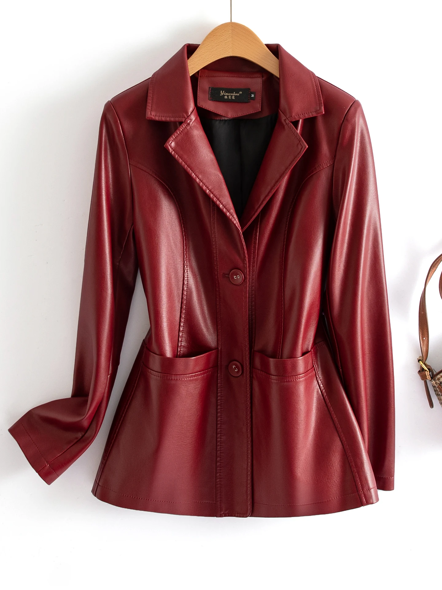 

Faionable ort Genuine Leather Jaet Women's Slim Fit Large Size Spring Autumn eepskin Coat Sli Busin Sle