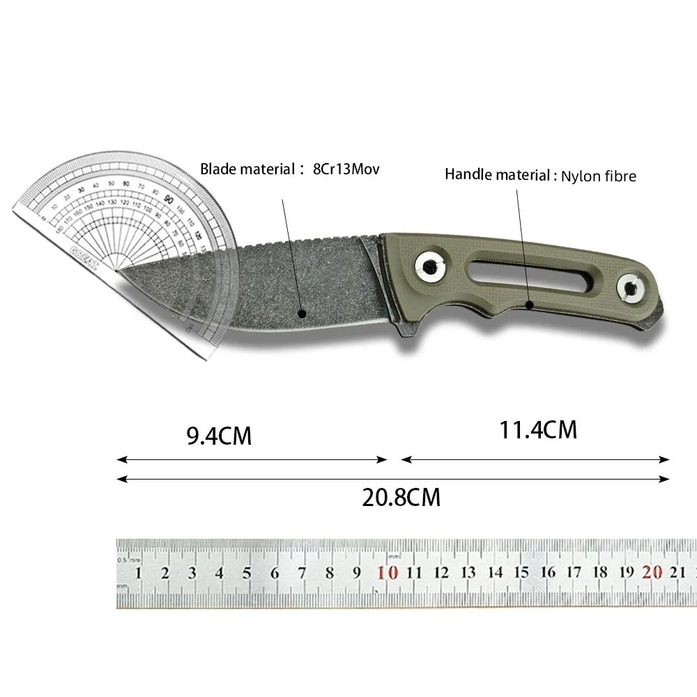 Nóż taktyczny wojskowy Fx z ostrzem stałym i czarnym pudełkiem 8Cr13Mov Ostrze z nylonowego włókna Uchwyt Outdoor EDC Tool Noże myśliwskie