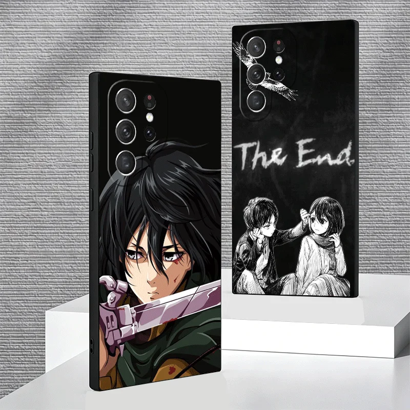 Soft Phone Case For Samsung Galaxy S24 S25 S26 Ultra A-Attack On T-Titan Mikasa S23 S22 Plus S21 FE S20 + Edge Black Cover Shell