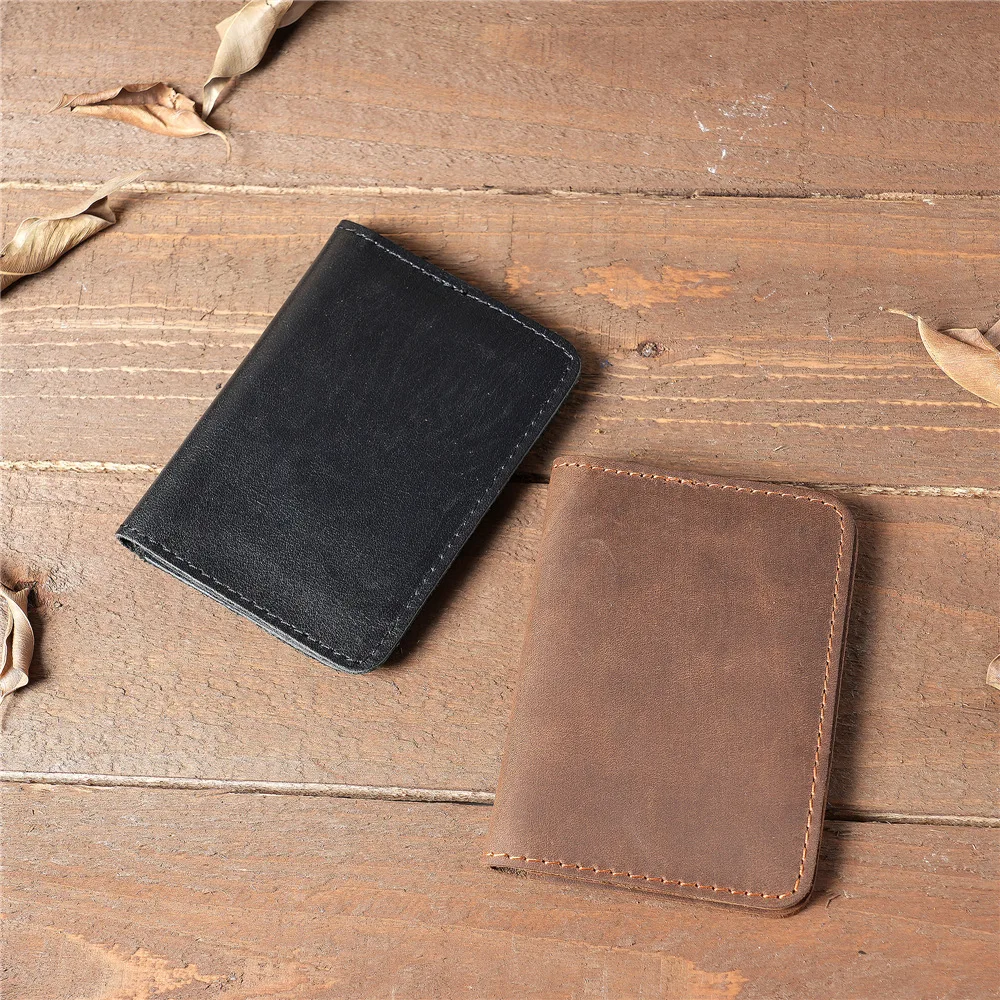 Men Genuine Leather Card Holder Wallet for Women Bifold Cowhide Minimalist Large Capacity Ultra-Thin Multi Card Slots Wallet