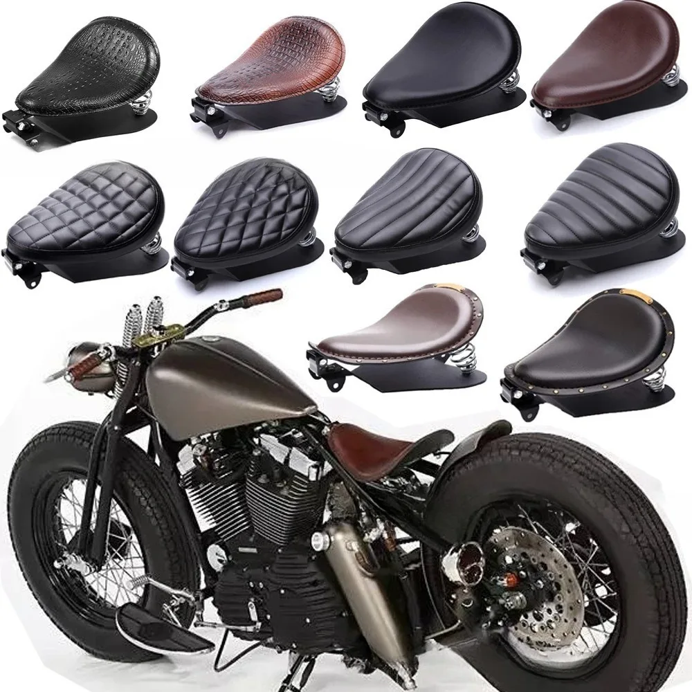 

Fashion Motorcycle Harley Cruise Modified Retro Spring Leather Seat, Seat Cushion Leather Seat Bag