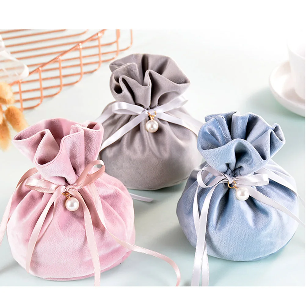 

3 Pcs Mesh Drawstring Bag Christmas Party Gift Jewelery Pouches Bags Festival