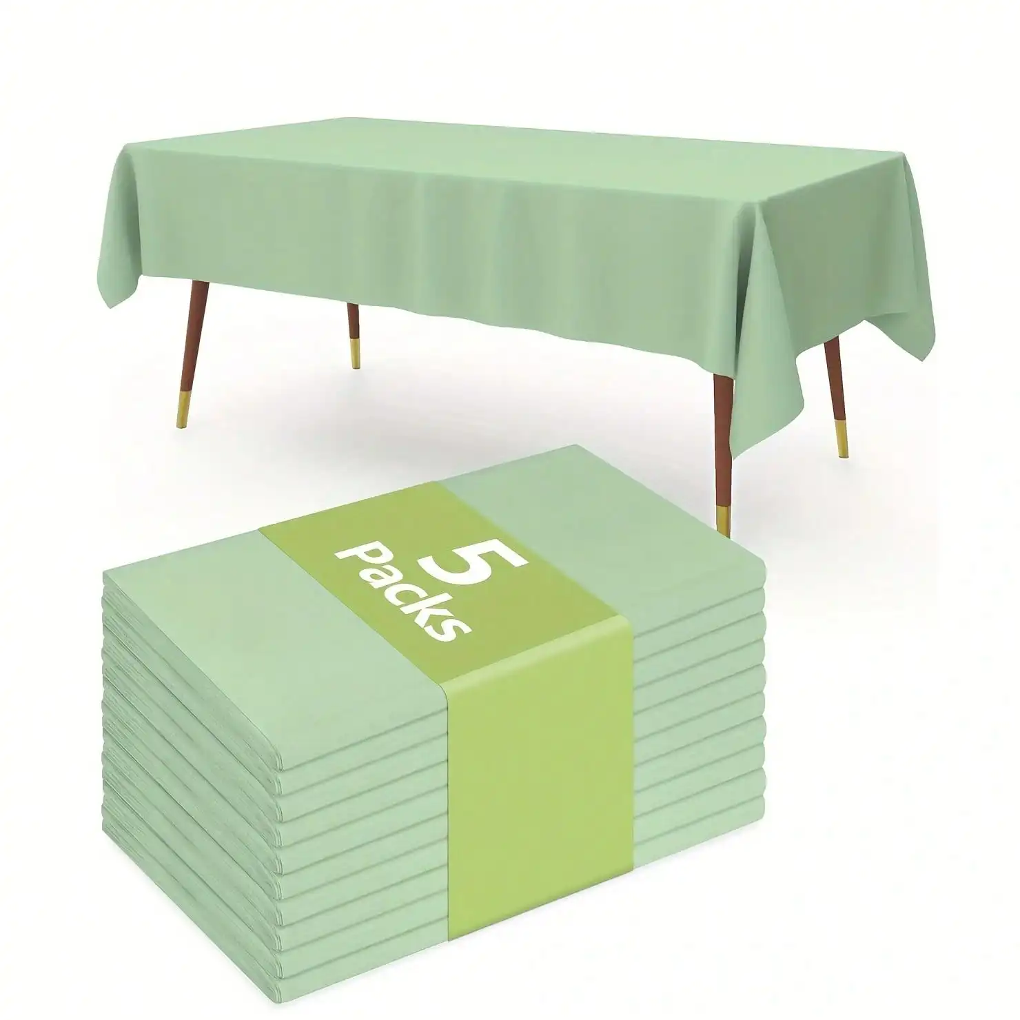 

Набор из 5 прямоугольных одноразовых пластиковых скатертей цвета шалфейной зелени, 54x72 дюйма, для вечеринок, обедов и кухни