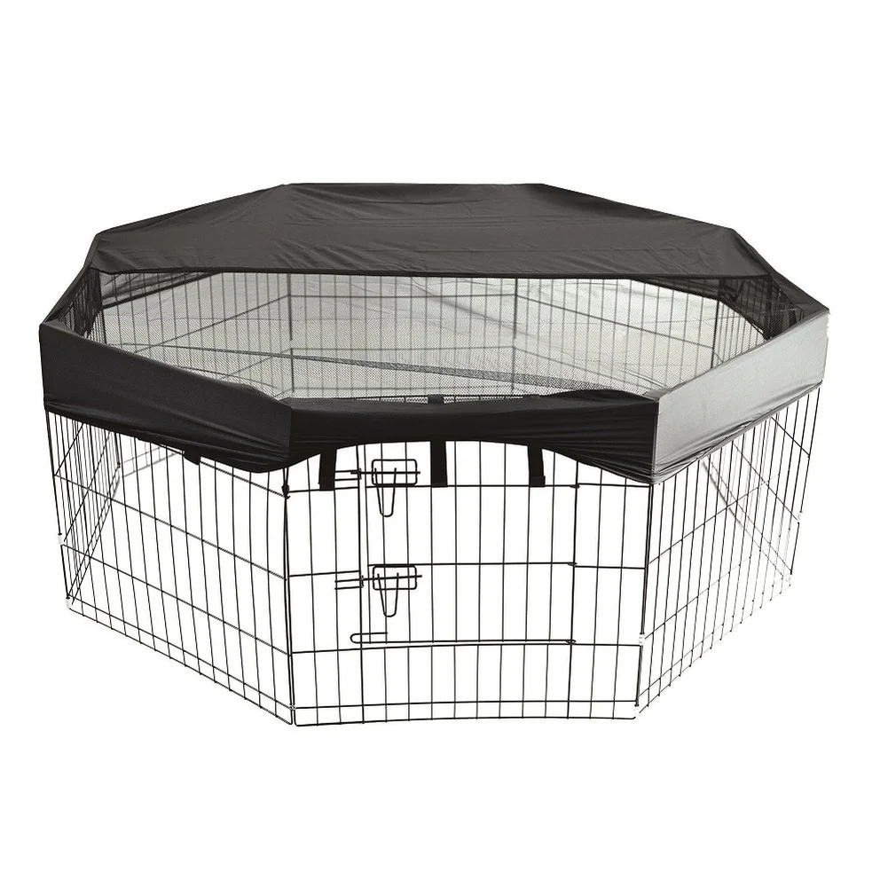 8 Panel Dog Playpen Top Cover for Octagonal Cage UV Protection Sun Block Dustproof Breathable Oxford Fabric Black