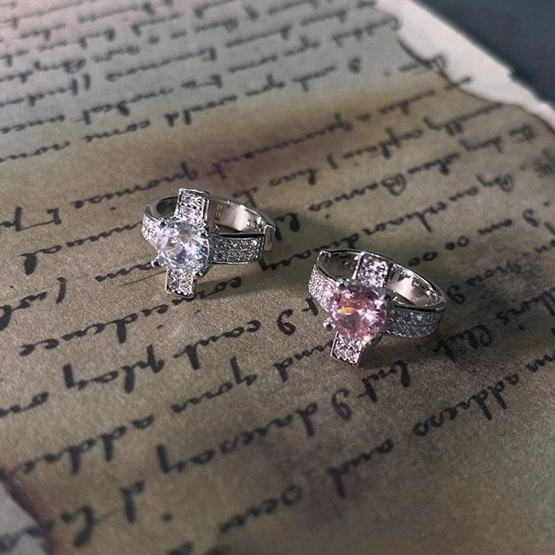 الصليب ستار الدائري الأذن العظام كليب دون ثقوب الراقية مرصع بالألماس أقراط فضية 925 محايدة #6