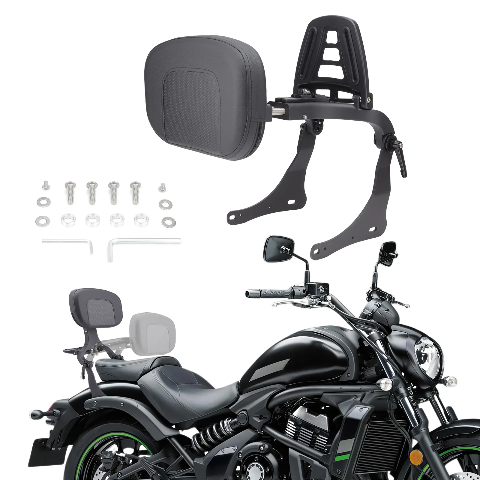 Motorcycle Multi Purpose Sissy Bar Backrest with Folding Luggage Rack Mount Kit for Kawasaki Vulcan S 650, Vulcan S EN 650 2017+