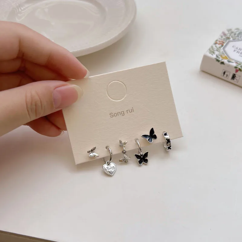 Fashion New Delicate Elegant Butterfly Earrings Sets Simple Cute Korean Small Stud Earring for Women Girls Party Jewelry Gifts