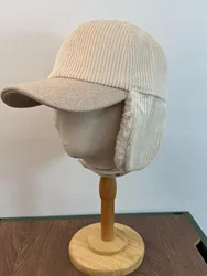 High Quali Corduroy Patchwork Baseball Cap Autumn Winter Fce Lined Cold Proof Ear Protection ex Lei Feng Sle Cap