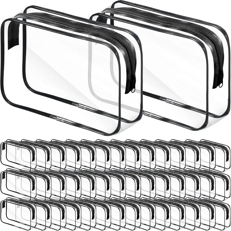 

36 Pieces Clear Makeup Bags Bulk Travel Toiletry Bags Transparent Cosmetic Pouches with Zipper Waterproof Portable