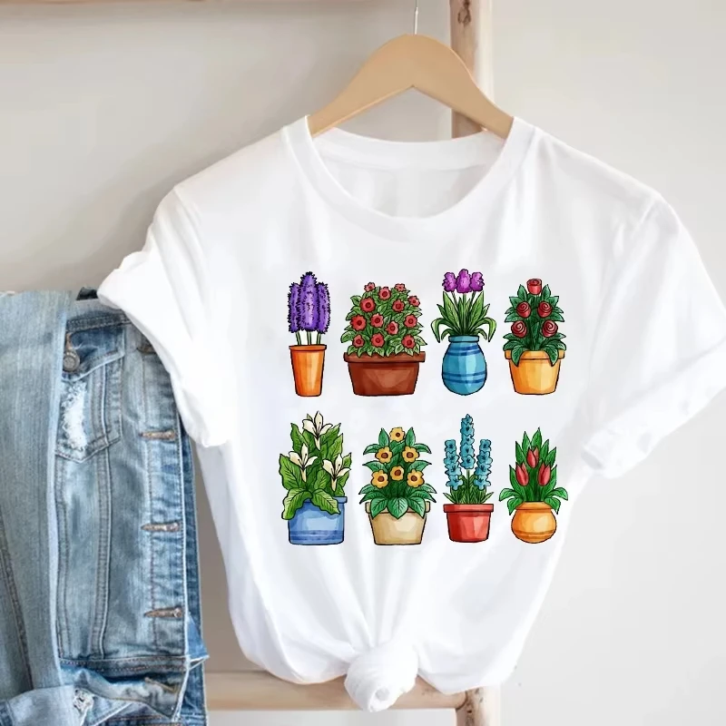 

Women Printing Cartoon Plant Spring Summer 90s Mujer Camisetas Girl Fashion Clothes Print Tee Top Tshirt Female Graphic T-shirt