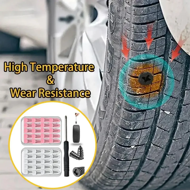 Vacuum Tyre Repair Nails Tire Repair Tool Set with Repair Glue Rubber Puncture Fix Kit for Car Truck Motorcycle