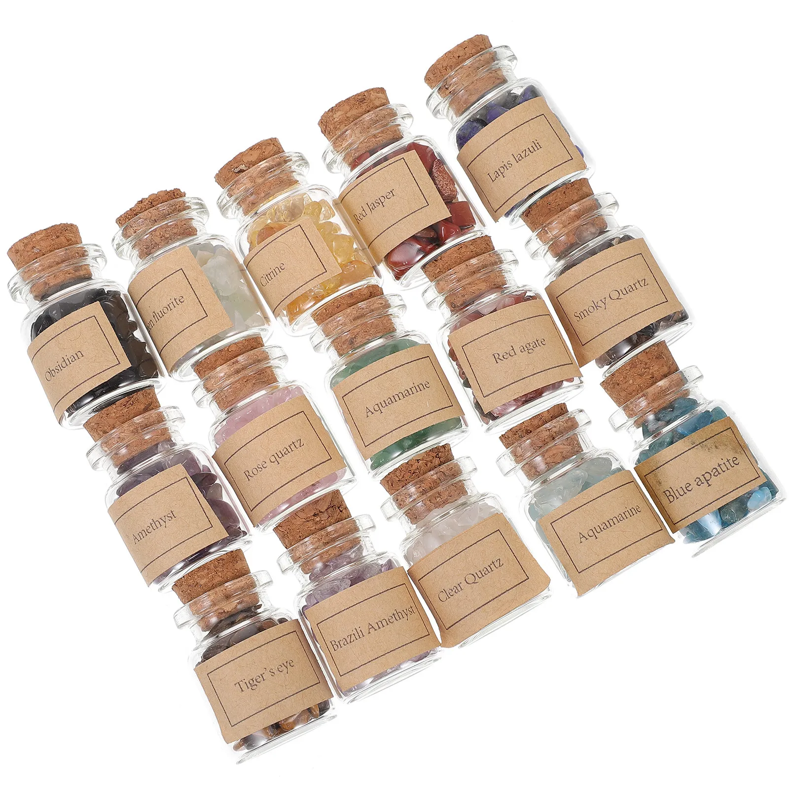 1Set Miniature Wishing Bottles with Cork Stoppers Decorative Crystal Chips Creative Wedding Decorations Festival Gift Spiritual