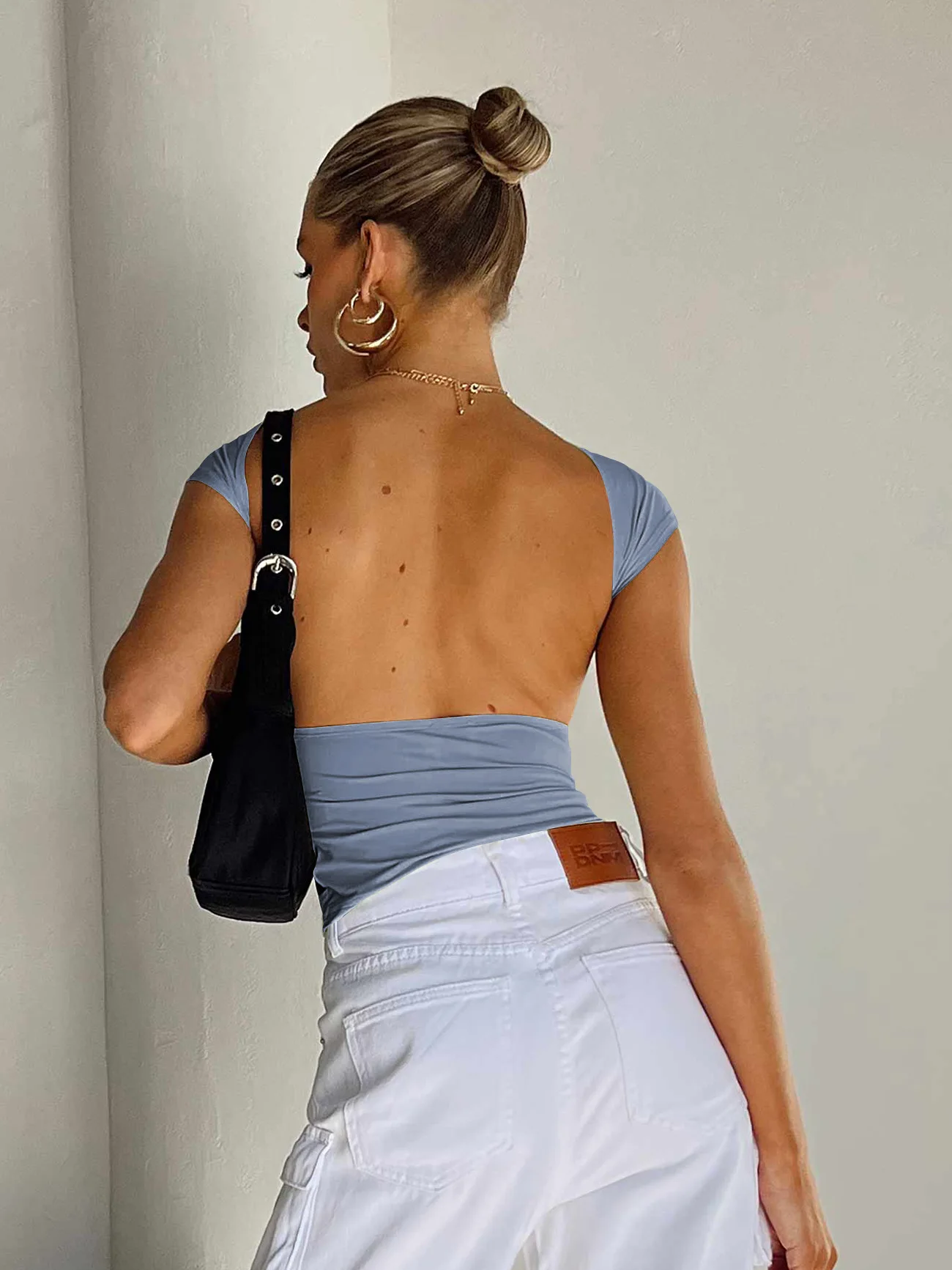 2025, Sommer, neue Mode, Damen-Tops, T-Shirts, Y2K, sexy, rückenfrei, bequem, atmungsaktiv, kurzärmelig, Slim-Fit-Damenbekleidung – Detail 26