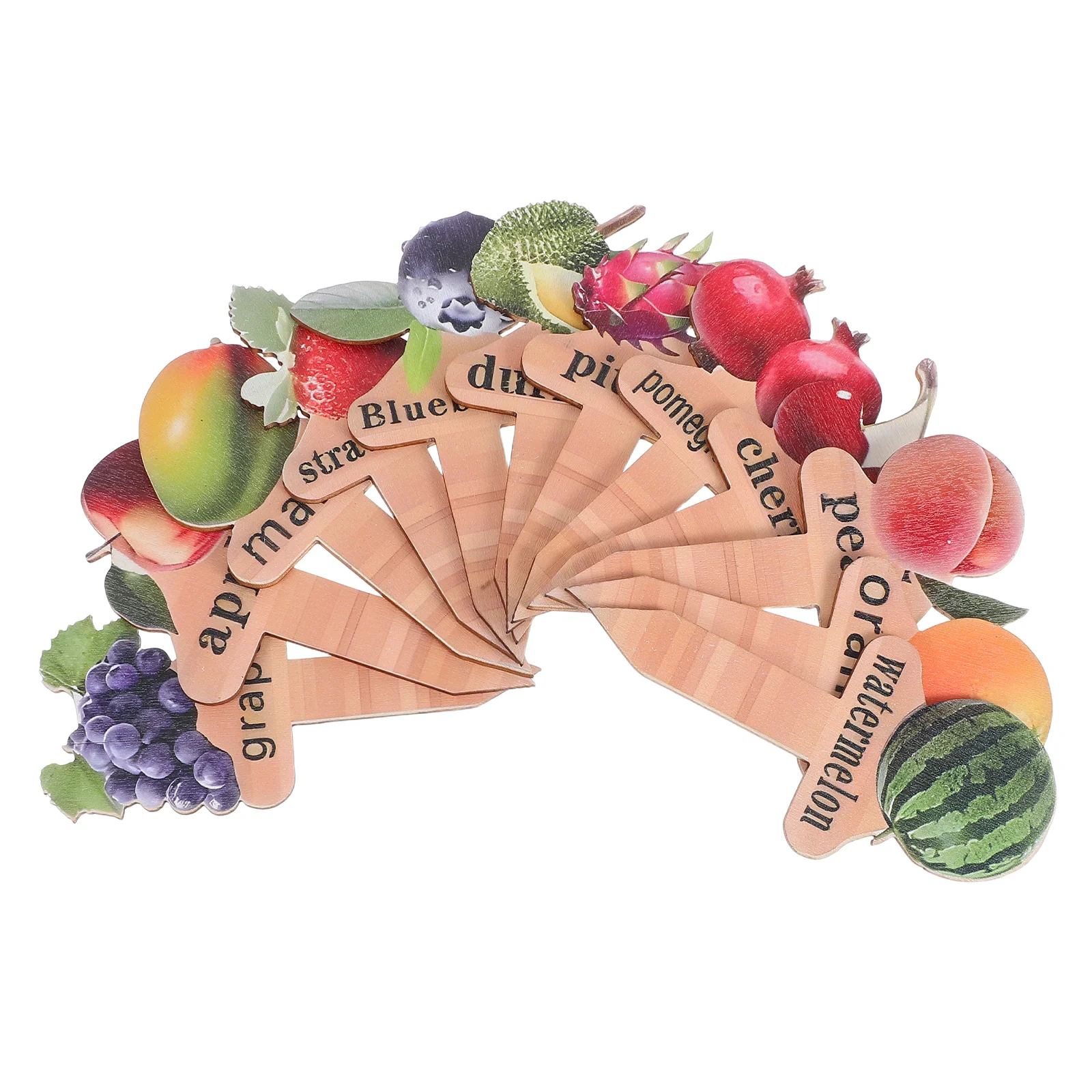 

12Pcs Wooden Garden Marker Stakes Waterproof Fruit Labels for Nursery Outdoor Plant Name Tags Potted Fruit Decorations