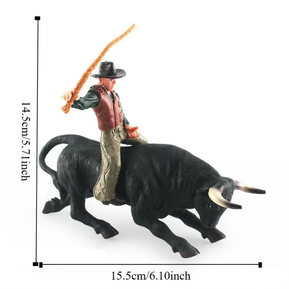 Simulatie Stierenvechten Actiefiguren Boerderijdieren Miniatuur Gevogelte Vee Model Met Ruiter Cowboy Kalf Stier OX Figuren