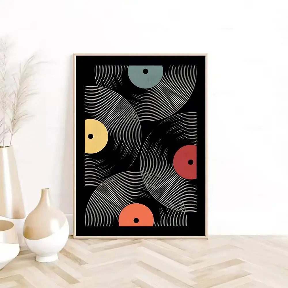 Mid Century Retro Vinyl Records Poster  HD sticky wall waterproof home living room bedroom Dorm bar aesthetic decoration - view 6