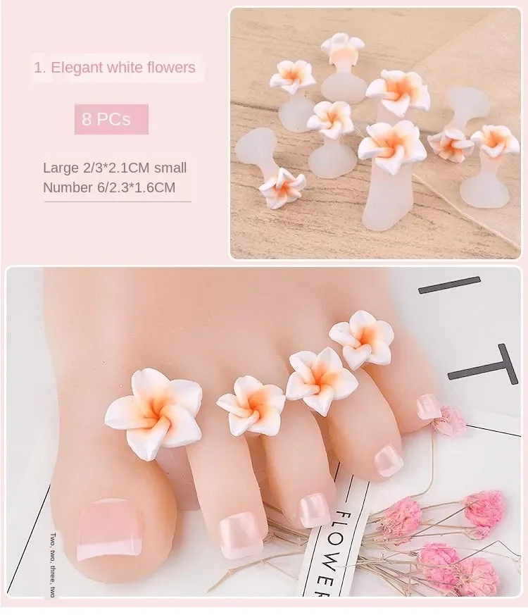 NOQ 8pcs/set Flower Toe Separators Finger Foot Decorations Gel UV Tool For Manicure Pedicure Salon Nail Art Tools