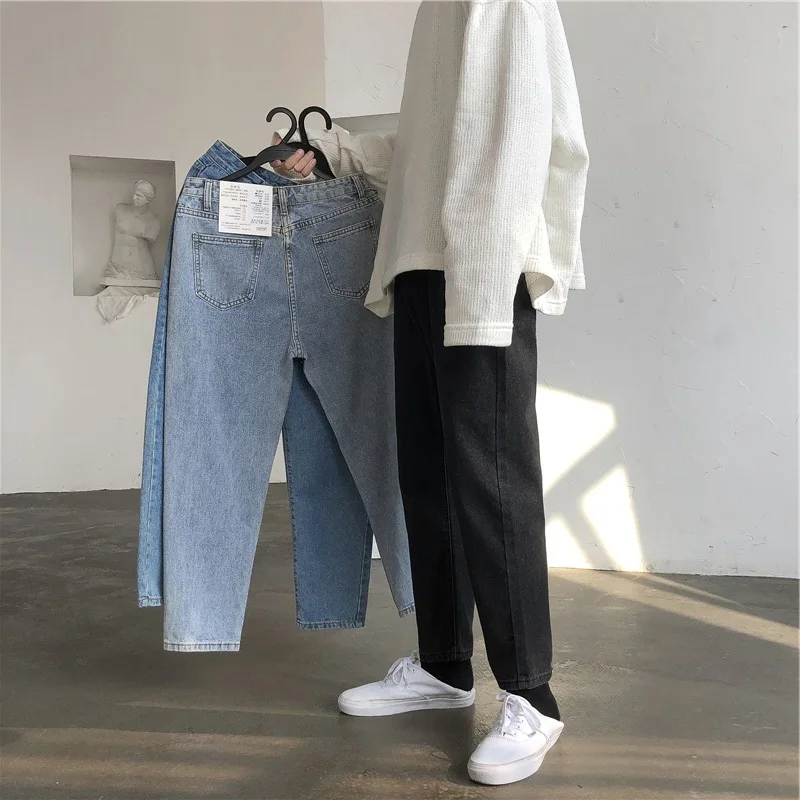 

Slim Fit Straight Leg Jeans Men's Fashionable Hong Kong Style Nine Points Loose Spring Autumn Trendy Handsome Men's Pants
