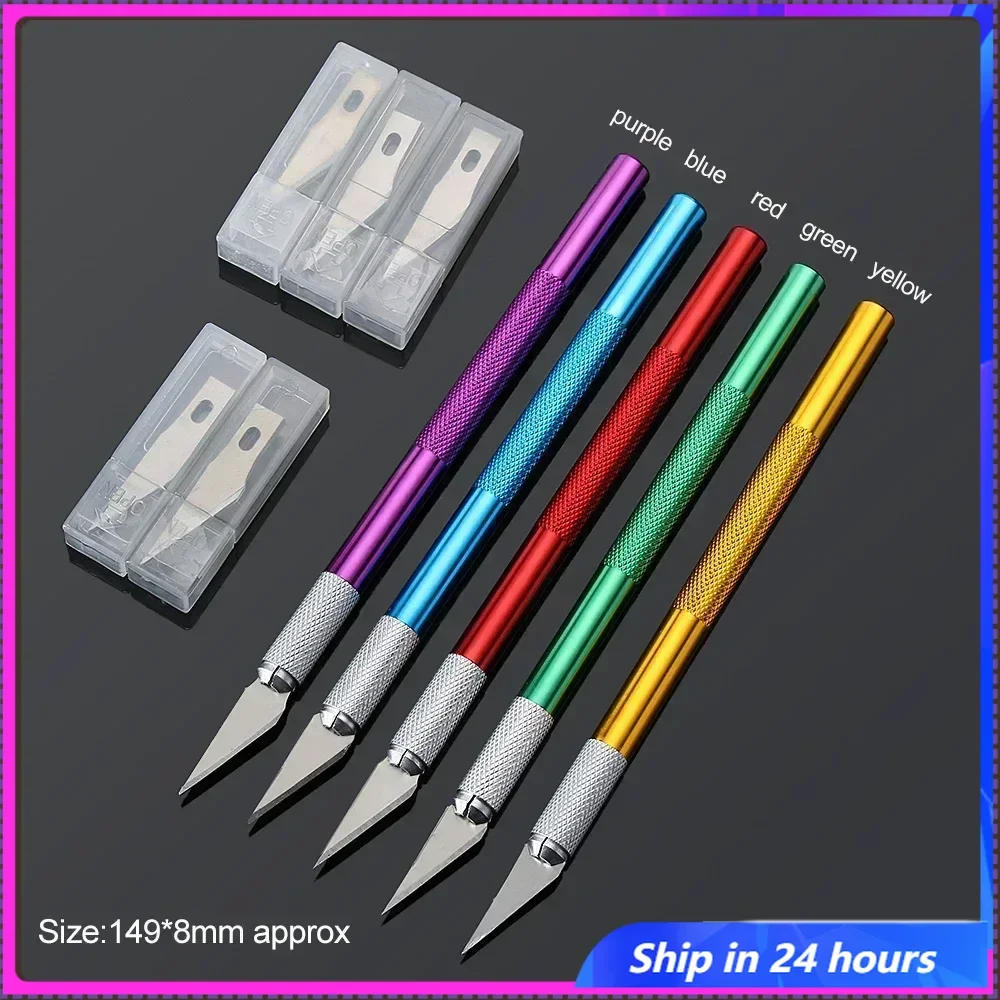 

NEW Non-Slip Metal Scalpel Knife Tools Kit Cutter Engraving Craft knives + 5pcs Blades Mobile Phone PCB DIY Repair Hand Tools
