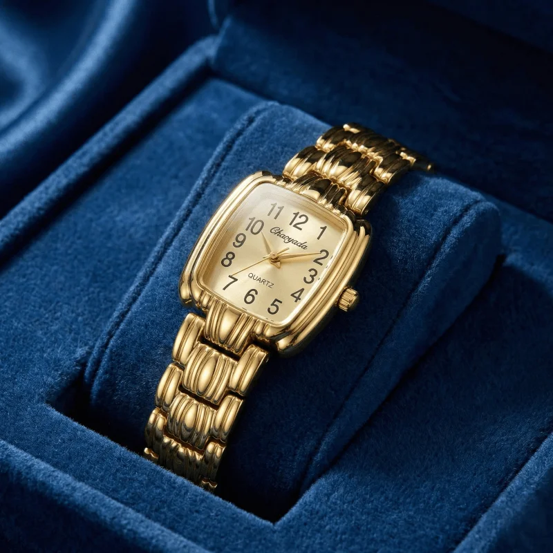 

Винтажные золотые часы для женщин, роскошные брендовые квадратные женские кварцевые часы, новые модные элегантные женские наручные часы, женские часы в подарок