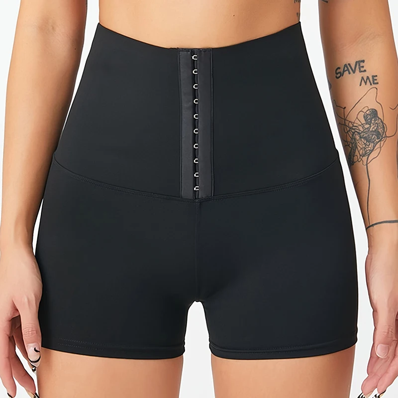 

High waist tight yoga shorts Sports quick drying shorts breasted waist breathable fitness pants spring/summer thin style