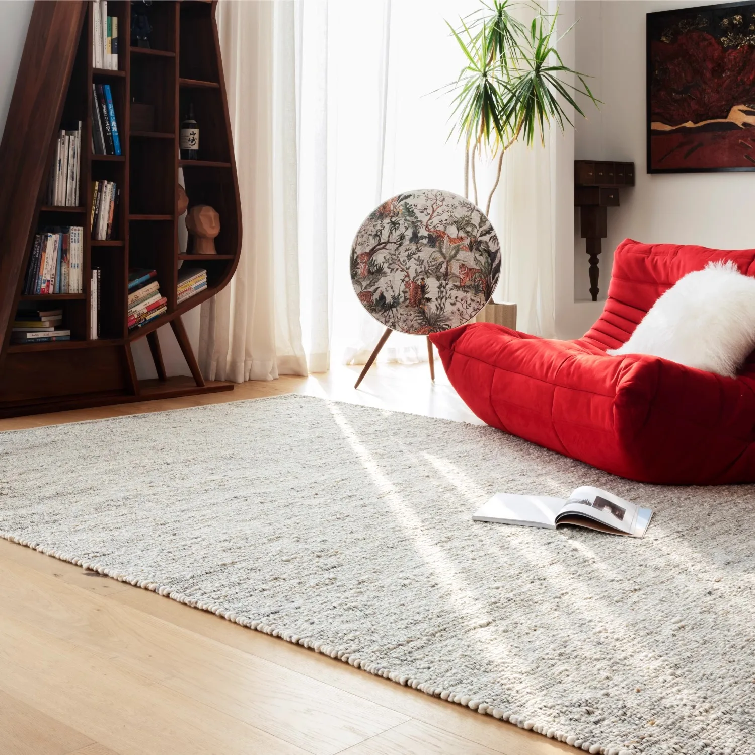 Hand Woven Wool Living Room Carpet Simple Solid Color Thick Home Room Area Rug Decor for Bedroom Non-slip Soft Cloakroom Mat