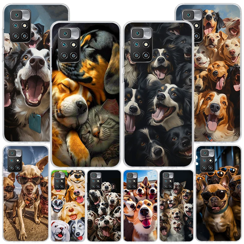 Funny Selfie Dogs Group Phnoe Case for Xiaomi Redmi 12 12C 10 10A 10C 10X 9 9A 9C 9T 8 8A 7 7A 6 6A S2 K20 Pro K40 Unique Cover