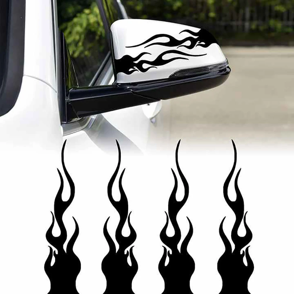 4 PCS/SET Car Stickers Flame Decals Rearview Mirror Bumper Body Scratch Decoration Motorcycle Skateboard Helmet Stickers