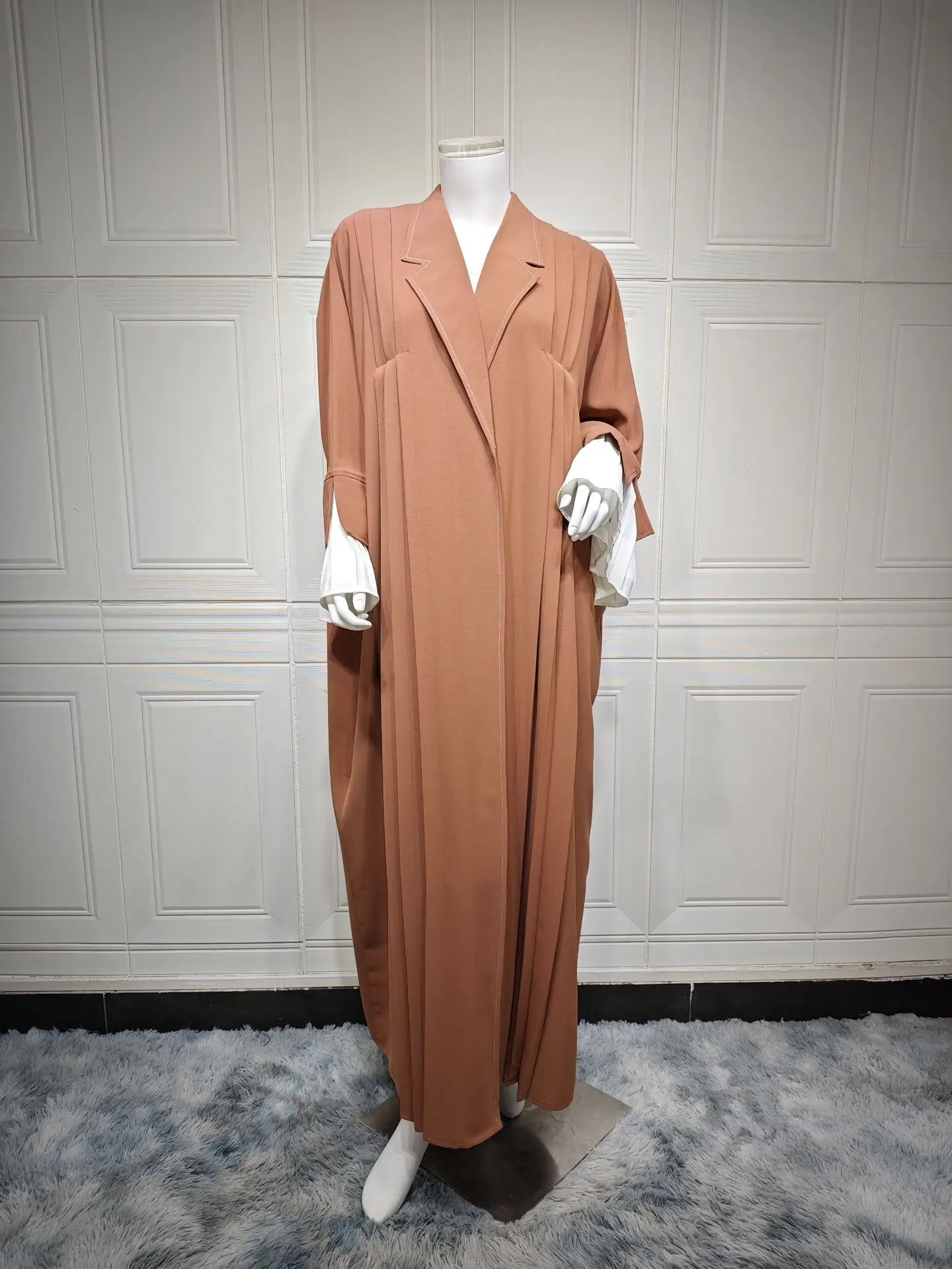 Robe Maxi à Revers pour Femme Musulmane, Manteau Long, Vêtements d'Extérieur, Dubaï, Abaya, Islam, Vêtements aniques, Turquie, Kaftan, Kimono, Cardigan, 2024