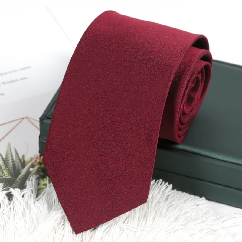 

Luxury Burgundy Styles Men's Silk Ties Solid Jacquard 8cm Necktie Wedding Business Accessories Daily Wear Shirt Suit Cravat ﻿