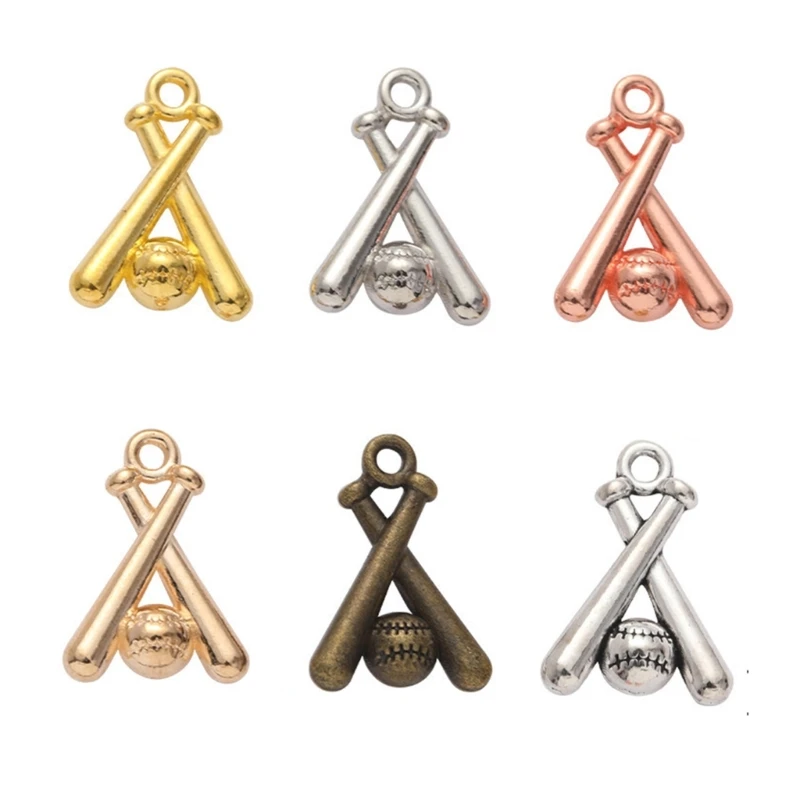 Q0KE Set of 100 Baseball Bat Pendants for Unique Necklace and Bracelet Jewelry Charm