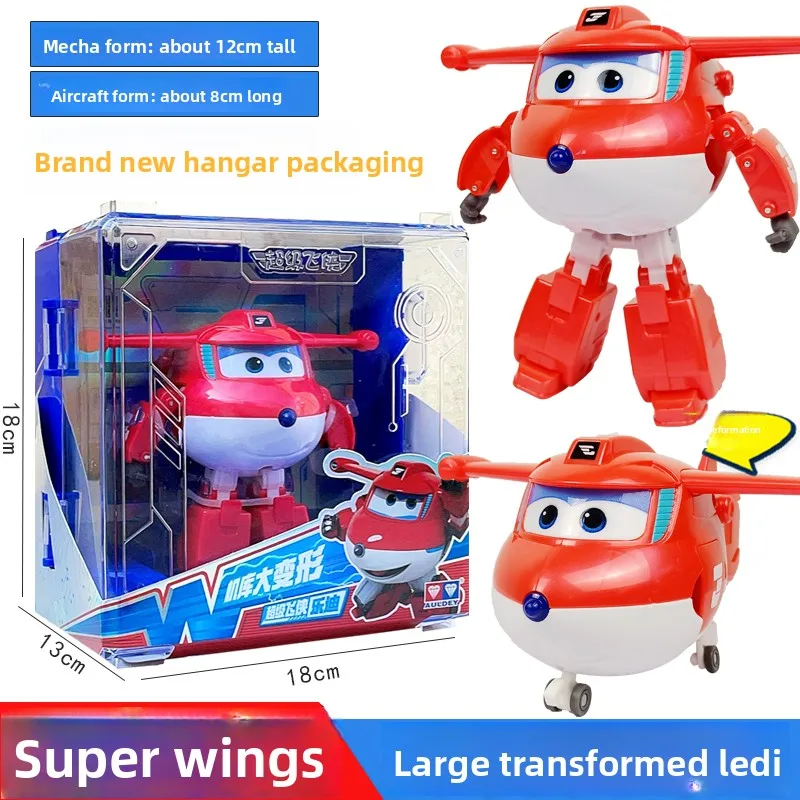 AULDEY Super Wings grand ensemble de transformation, robots Jett & Dizzy, emballage Hangar, jouets sous licence officielle, ensemble de hangar transformant