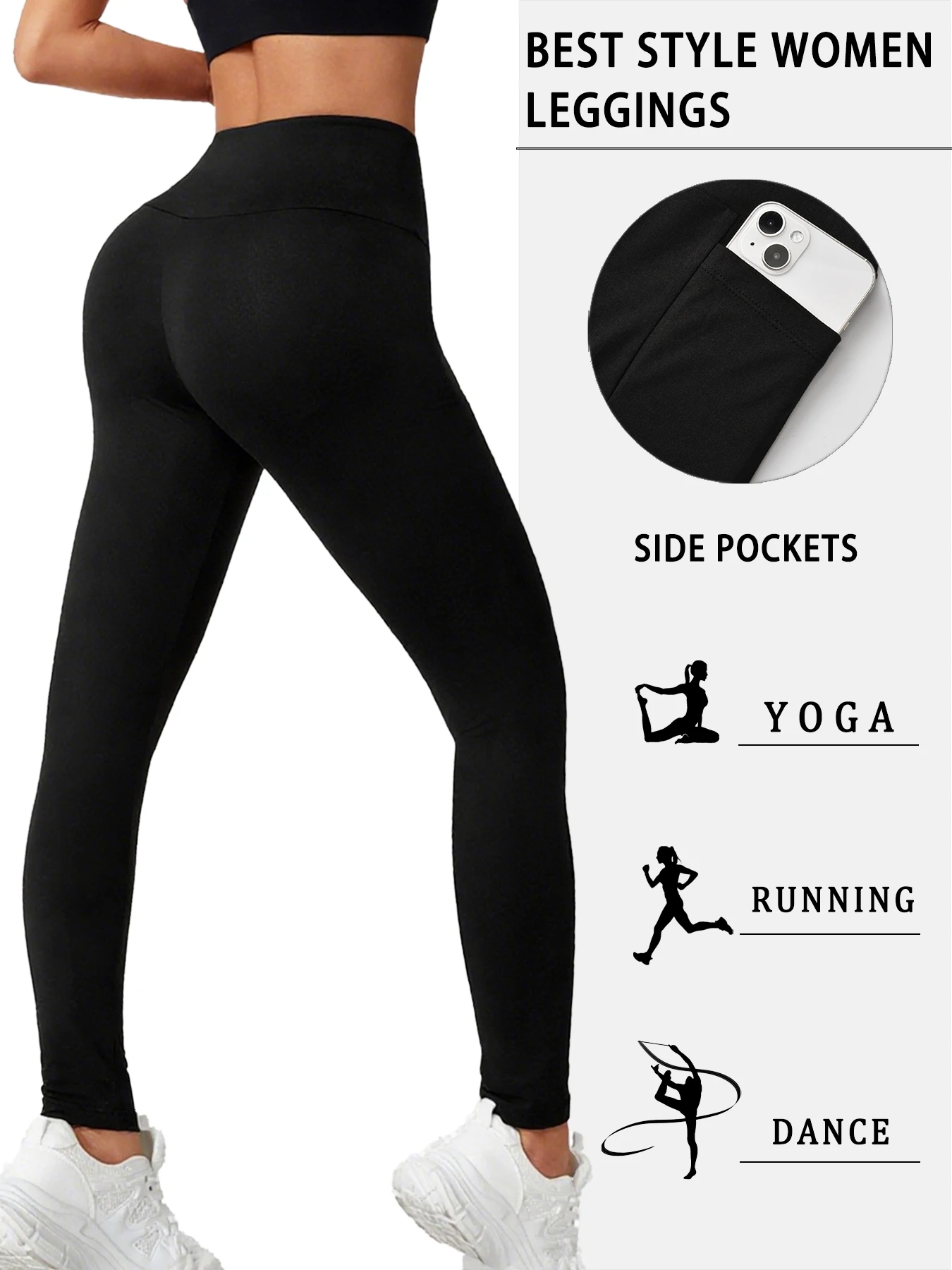 Pacote com 2 Leggings Esportivas Super Macias para Mulheres com Bolsos, Cintura Alta, Controle de Barriga, para Exercícios, Yoga e Corrida
