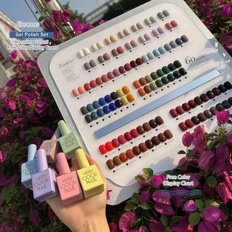 Eleanuos Regenboog 60 Stuks Gellak Set Zeer Goede Nagelgel Kit Met Kleur Kaart Voor Nail Art Hele Set Nagelgellak Leerling Kit