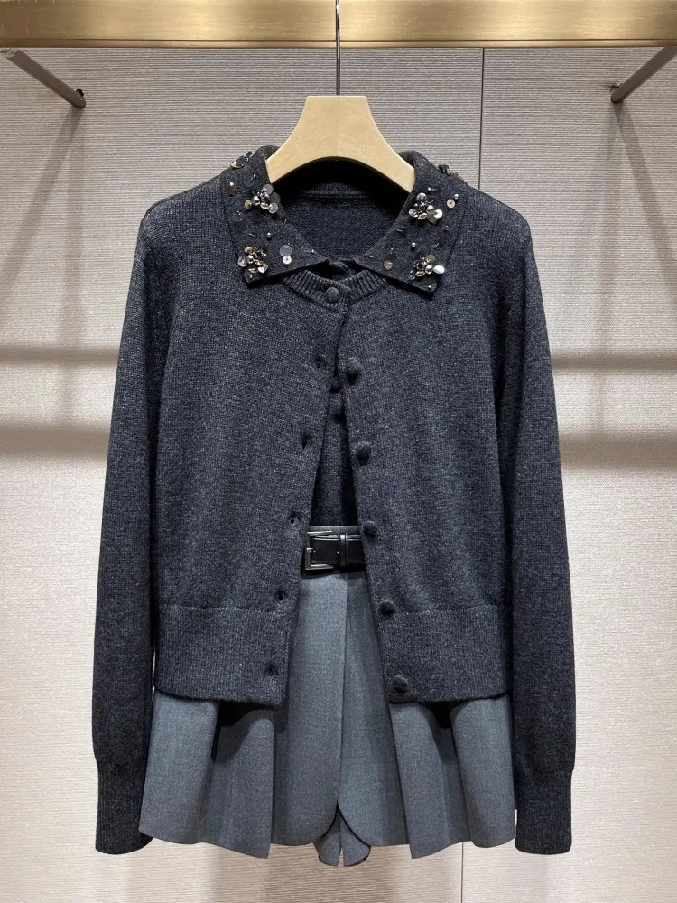 Women Casual Autumn Knitted Cardigan O Neck Long Sleeve Solid Color Single Breasted Sweater Tops Office Ladies Fashion Knitwear