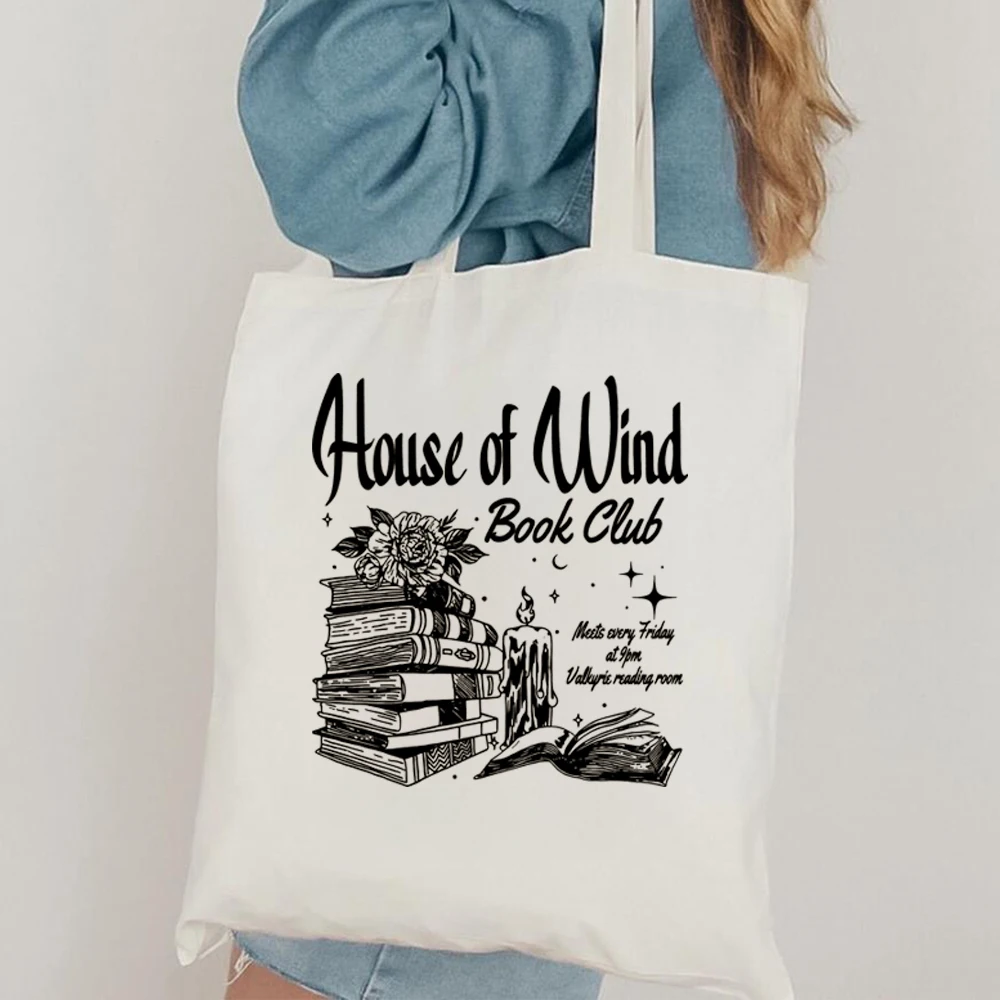 ACOTAR House Of Wind Book Club Canvas Tote Night Court Velaris House Of Wind Library Sarah J Maas Throne of Glass Shopping Bag