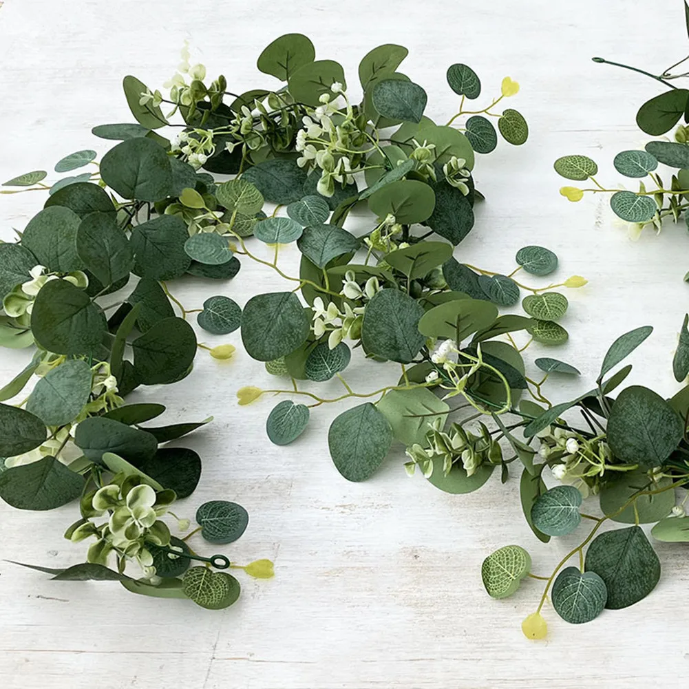 

1pc/2pcs Artificial Eucalyptus Garland Faux Greenery Eucalyptus Leaves Vines For Wedding Backdrop Arch Home Party Decorations
