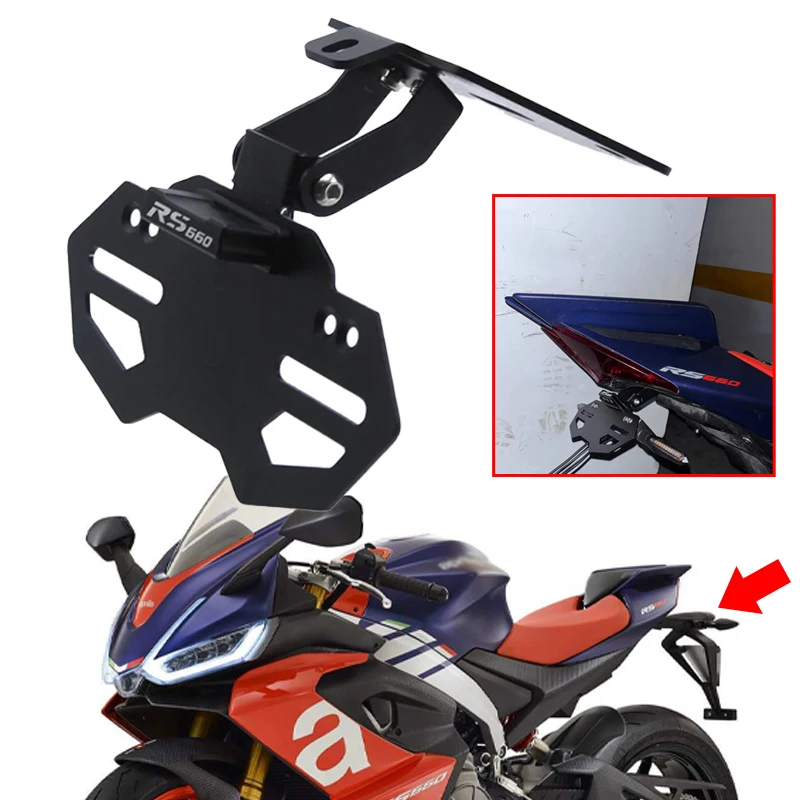 

Fit For Aprilia RS660 Tuono 660 RSV4 FACTORY 2021-2023 CNC License Plate Holder Fender Eliminator Registration Bracket With LED