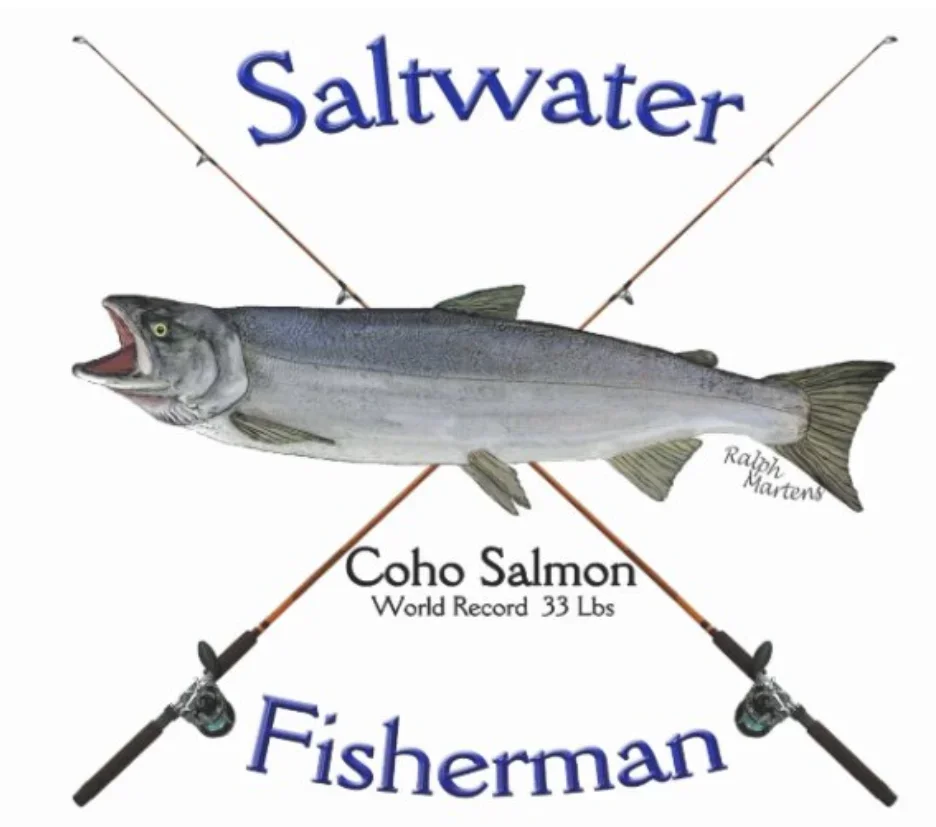 Coho Salmon Saltwater Fishing Fisherman Anglers Gift T-Shirt 100% Cotton O-Neck Short Sleeve Casual Mens T-shirt Size S-3XL